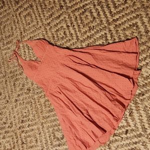 Coral eyelet halter dress